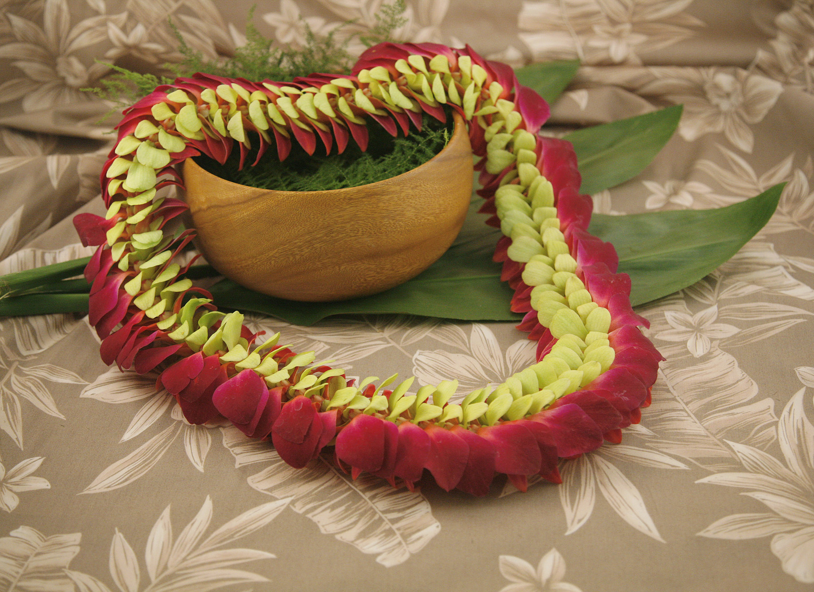Waimea Lei red and green Hawaiian orchid lei