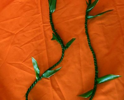 Hawaiian ti leaf lei double braided