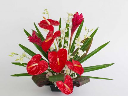 red anthurium ginger orchids - With Our Aloha