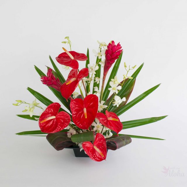 red anthurium ginger orchids - With Our Aloha