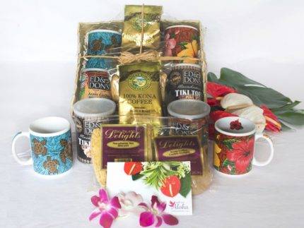 Kona coffee gift basket for two