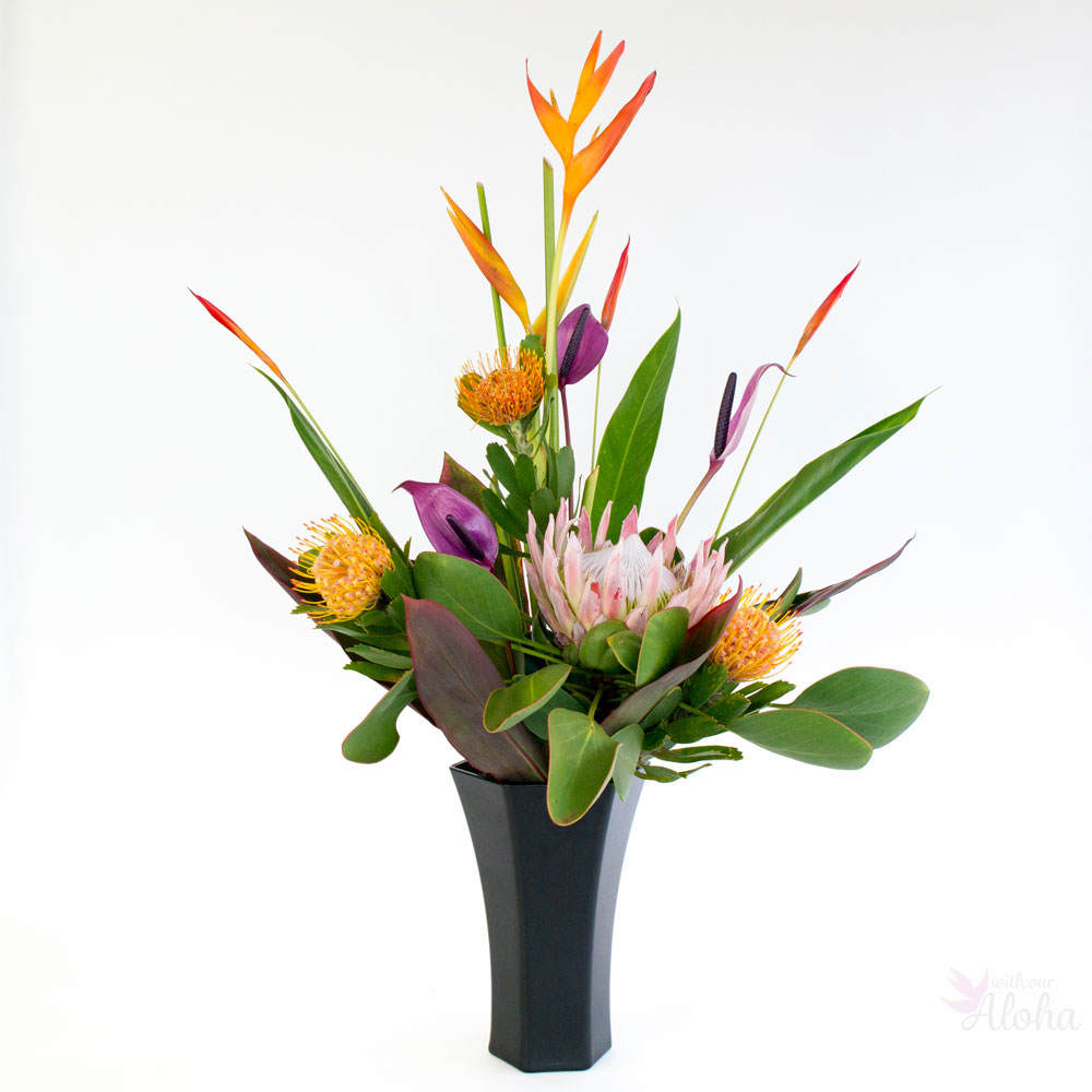 Hawaiian protea assortment with heliconia