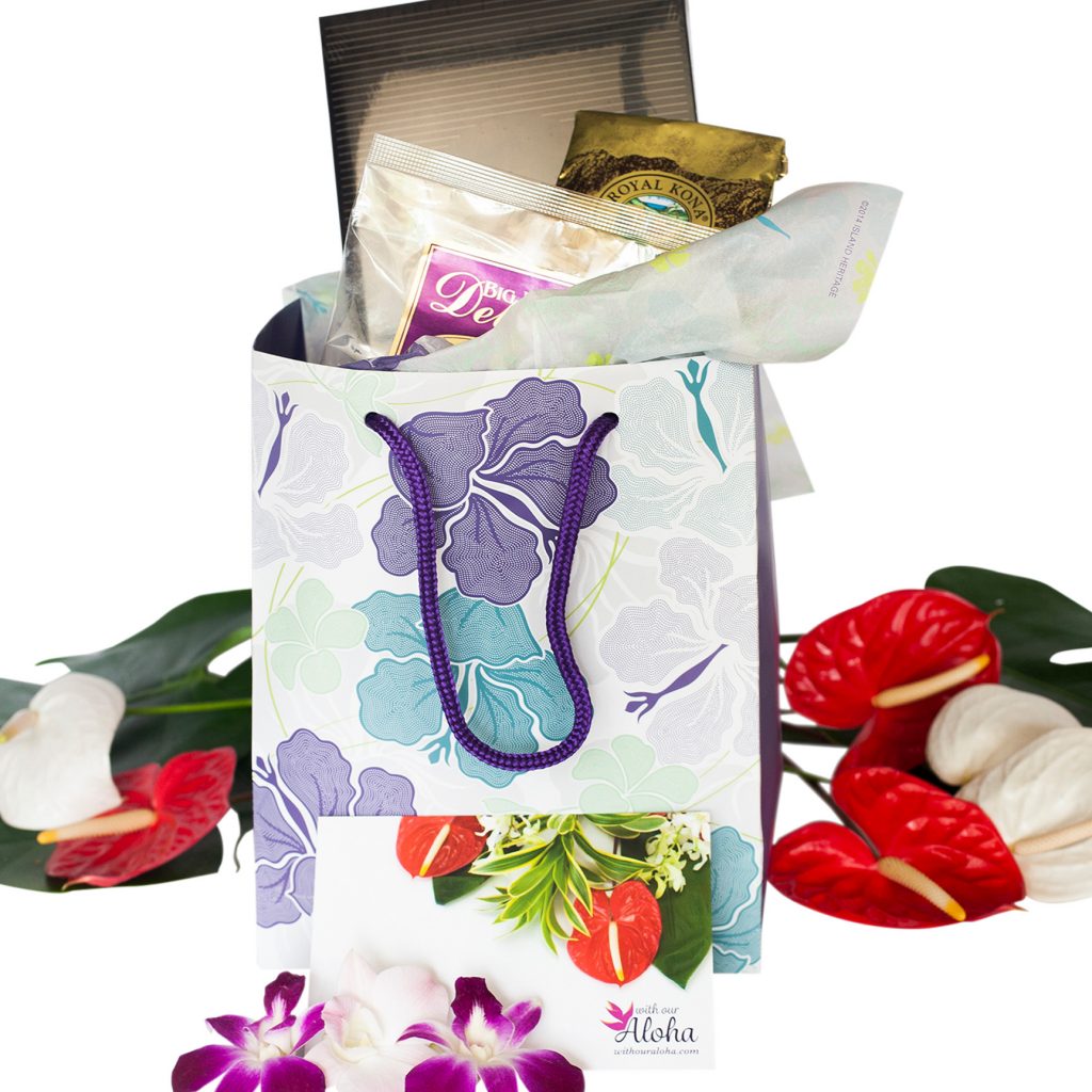 Hawaiian Print Gift Bag and Decorative Wrap With Our Aloha