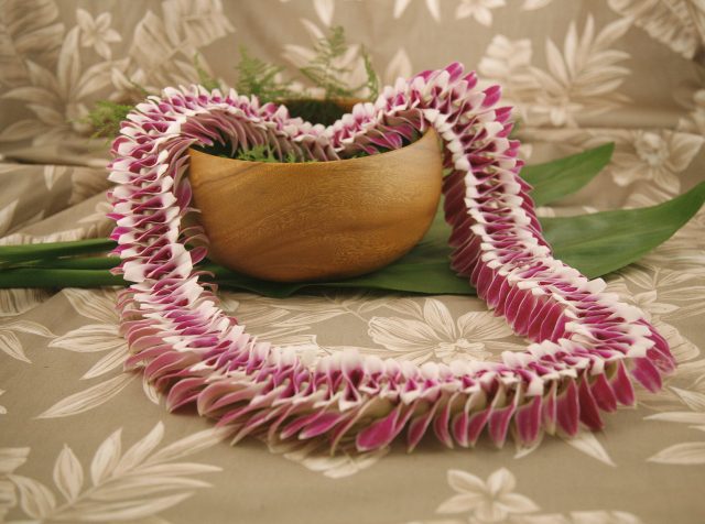 Natural orchid lei wide