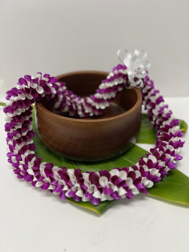 Scarlet lei spiral orchid flowers purple and white
